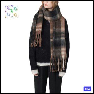 Oversized Chunky Tassel Scarf Thick Winter Shawl Blanket Wrap Cozy Elegant